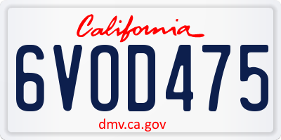 CA license plate 6VOD475