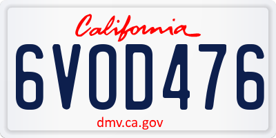 CA license plate 6VOD476