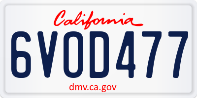 CA license plate 6VOD477