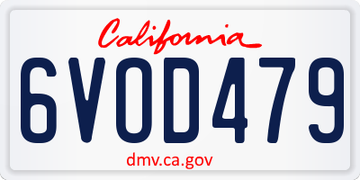 CA license plate 6VOD479