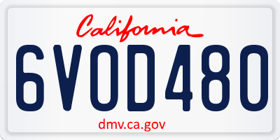 CA license plate 6VOD480