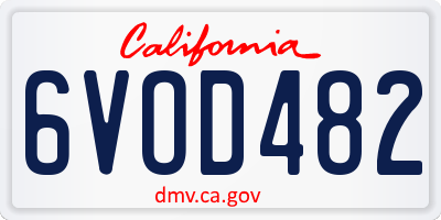 CA license plate 6VOD482