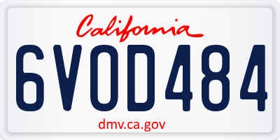 CA license plate 6VOD484
