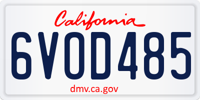 CA license plate 6VOD485