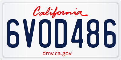 CA license plate 6VOD486