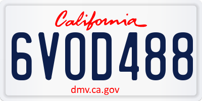 CA license plate 6VOD488
