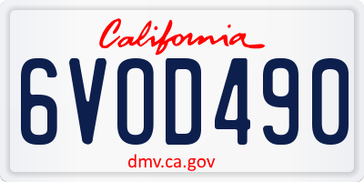CA license plate 6VOD490