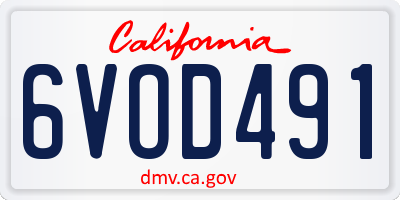 CA license plate 6VOD491