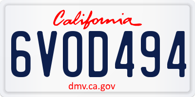 CA license plate 6VOD494