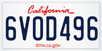 CA license plate 6VOD496