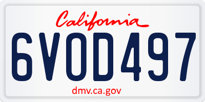 CA license plate 6VOD497