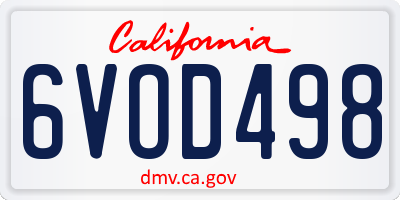 CA license plate 6VOD498
