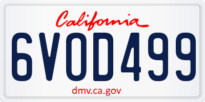 CA license plate 6VOD499