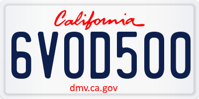 CA license plate 6VOD500