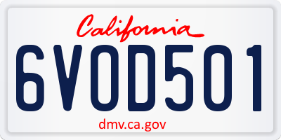 CA license plate 6VOD501
