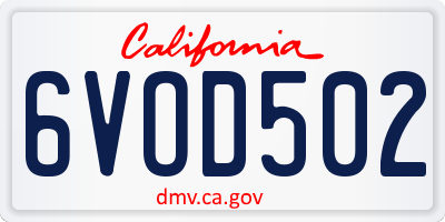 CA license plate 6VOD502