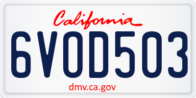 CA license plate 6VOD503