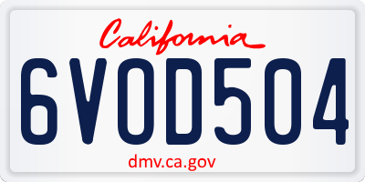 CA license plate 6VOD504