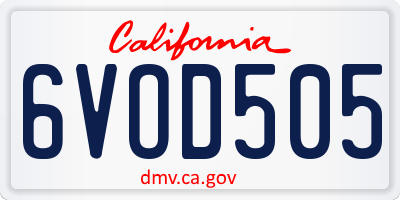 CA license plate 6VOD505