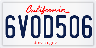 CA license plate 6VOD506