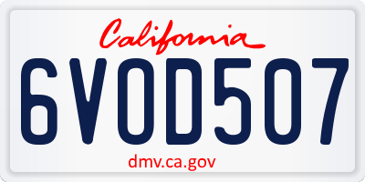 CA license plate 6VOD507