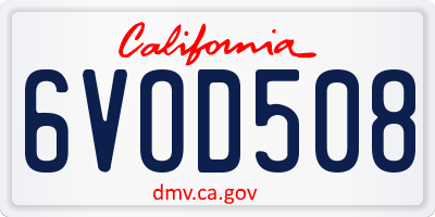 CA license plate 6VOD508