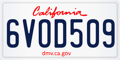 CA license plate 6VOD509