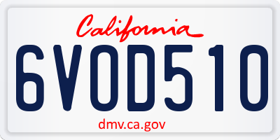 CA license plate 6VOD510