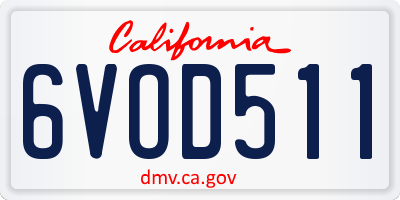 CA license plate 6VOD511