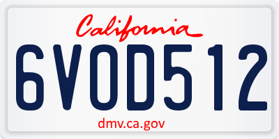 CA license plate 6VOD512