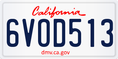 CA license plate 6VOD513