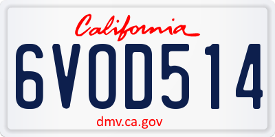 CA license plate 6VOD514