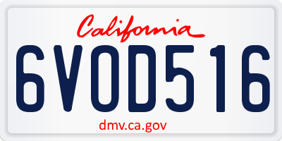 CA license plate 6VOD516