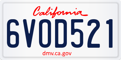 CA license plate 6VOD521