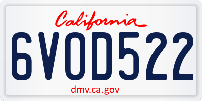 CA license plate 6VOD522