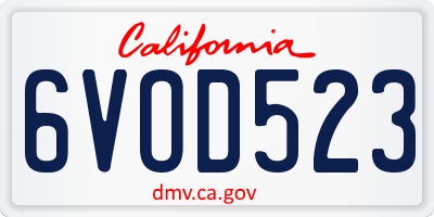 CA license plate 6VOD523
