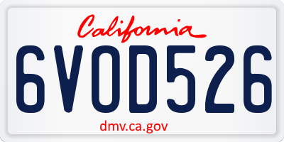 CA license plate 6VOD526
