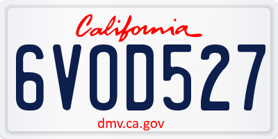 CA license plate 6VOD527