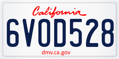 CA license plate 6VOD528