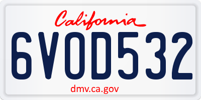 CA license plate 6VOD532