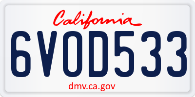 CA license plate 6VOD533