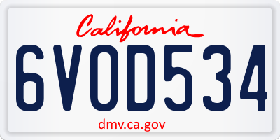 CA license plate 6VOD534