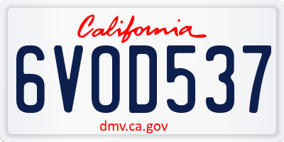 CA license plate 6VOD537