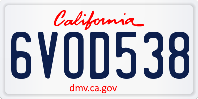 CA license plate 6VOD538