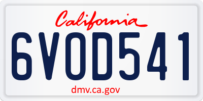 CA license plate 6VOD541