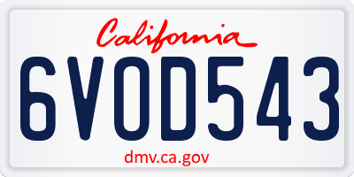 CA license plate 6VOD543