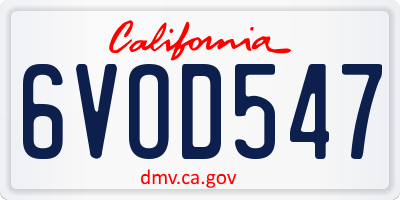 CA license plate 6VOD547