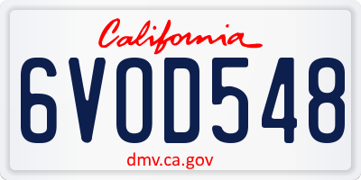 CA license plate 6VOD548