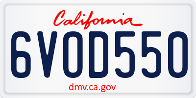 CA license plate 6VOD550