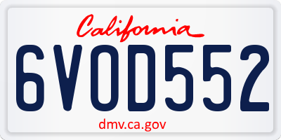 CA license plate 6VOD552
